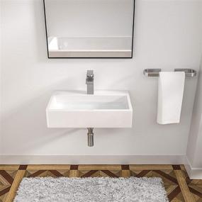 img 4 attached to 🚽 Logmey 20"x14" Rectangle Bathroom Sink - Elegant White Porcelain Vessel Vanity Sink with Faucet Hole