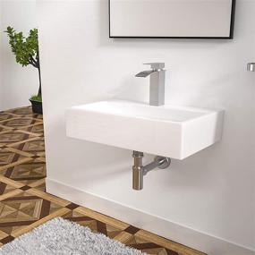 img 2 attached to 🚽 Logmey 20"x14" Rectangle Bathroom Sink - Elegant White Porcelain Vessel Vanity Sink with Faucet Hole