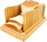 🍞 bread slicing guide with crumb catcher tray - adjustable bamboo bread slicer for homemade bread, cakes, and bagels - foldable design with 3 thickness size options logo