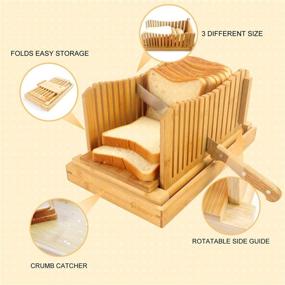 img 2 attached to 🍞 Bread Slicing Guide with Crumb Catcher Tray - Adjustable Bamboo Bread Slicer for Homemade Bread, Cakes, and Bagels - Foldable Design with 3 Thickness Size Options