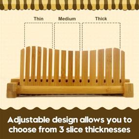 img 3 attached to 🍞 Bread Slicing Guide with Crumb Catcher Tray - Adjustable Bamboo Bread Slicer for Homemade Bread, Cakes, and Bagels - Foldable Design with 3 Thickness Size Options