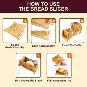 img 1 attached to 🍞 Bread Slicing Guide with Crumb Catcher Tray - Adjustable Bamboo Bread Slicer for Homemade Bread, Cakes, and Bagels - Foldable Design with 3 Thickness Size Options
