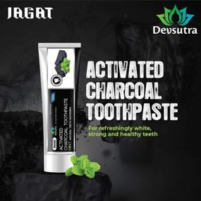 img 3 attached to Jagat Activated Charcoal Mint Toothpaste: 100% Natural Teeth Whitening, Fluoride Free, Vegan - Pack of 3