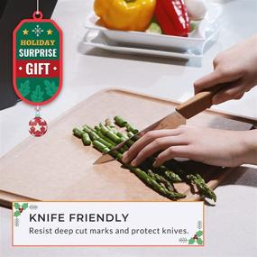 img 1 attached to 🔪 Elihome Large Kitchen Cutting Board - Natural Wood Fiber Composite, Dishwasher Safe, Eco-Friendly, Non-Porous, Reversible, BPA Free - Made in USA - Juice Grooves with Easy Grip Handles (16"x 12"x 3/8")