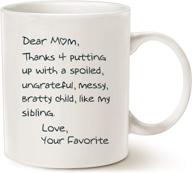 🎁 mauag funny mothers day mom coffee mug: thanks 4 putting up with a spoiled - best birthday gifts for mom, mother cup - white 11 oz logo