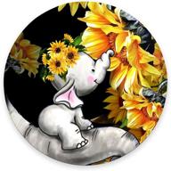 🐘 round mouse pad with baby elephants and sunflowers, cute gaming mouse mat - waterproof circular small mouse pad with non-slip rubber base - perfect for office, home, laptop, and travel - 7.9"x0.12" inch logo