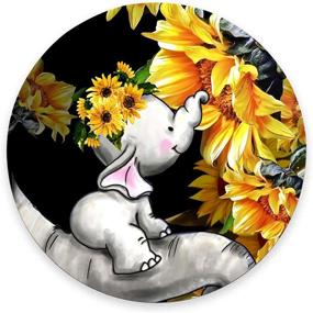 img 4 attached to 🐘 Round Mouse Pad with Baby Elephants and Sunflowers, Cute Gaming Mouse Mat - Waterproof Circular Small Mouse Pad with Non-Slip Rubber Base - Perfect for Office, Home, Laptop, and Travel - 7.9"x0.12" Inch