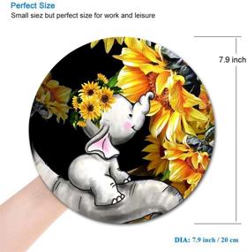 img 3 attached to 🐘 Round Mouse Pad with Baby Elephants and Sunflowers, Cute Gaming Mouse Mat - Waterproof Circular Small Mouse Pad with Non-Slip Rubber Base - Perfect for Office, Home, Laptop, and Travel - 7.9"x0.12" Inch