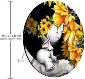 img 2 attached to 🐘 Round Mouse Pad with Baby Elephants and Sunflowers, Cute Gaming Mouse Mat - Waterproof Circular Small Mouse Pad with Non-Slip Rubber Base - Perfect for Office, Home, Laptop, and Travel - 7.9"x0.12" Inch