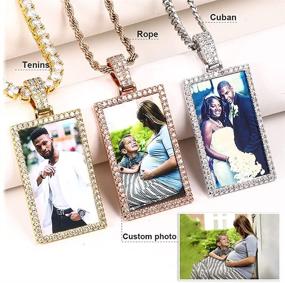 img 1 attached to 📷 Rectangle Handmade DIY Photo Pendant with Iced Out Design - Blank Necklace Pendant for Lover, Memorial Image Jewelry Making Craft Accessory - Meaningful Present with Rope Chain & Glass Cabochons Included