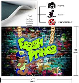 img 3 attached to 🎨 COMOPHOTO Fresh Prince Baby Shower Backdrop: Graffiti Wall Background for Throwback 90s Party, Photography Photo Booth Supplies (7x5ft)
