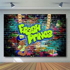 img 4 attached to 🎨 COMOPHOTO Fresh Prince Baby Shower Backdrop: Graffiti Wall Background for Throwback 90s Party, Photography Photo Booth Supplies (7x5ft)