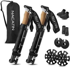 img 4 attached to 🥾 Collapsible Trekking Poles for Hiking - Set of 2, Lightweight Aluminum Alloy 7075 Walking Sticks with Shock Absorption and Quick Lock System, Telescopic Design, Ideal for Backpacking, Camping