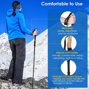 img 3 attached to 🥾 Collapsible Trekking Poles for Hiking - Set of 2, Lightweight Aluminum Alloy 7075 Walking Sticks with Shock Absorption and Quick Lock System, Telescopic Design, Ideal for Backpacking, Camping