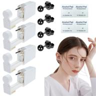 💉 effortless ear piercing kit - 4 pack self ear piercing gun earring set, disposable and painless - easy to use tool (black-3mm) logo