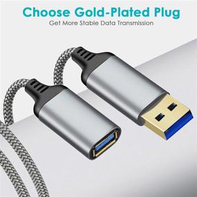 img 2 attached to 🔌 2 пакета удлинительных кабелей USB 3.0 длиной 10 футов - высокоскоростной передачи данных, прочный мужской к женскому типу A шнур для принтера, USB-клавиатуры, флеш-накопителя, жесткого диска, PlayStation.