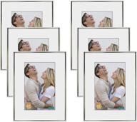 decanit 5x7 picture frame silver metal - pack of 6 thin frames for wall or tabletop display - fits 3.5x5 photos with mat or 5x7 without mat - gallery wall kit included логотип