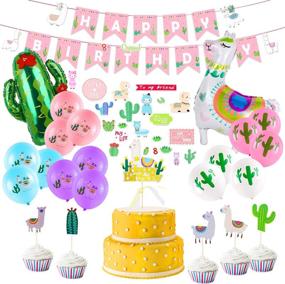 img 4 attached to 🎉 Llama Birthday Party Supplies: Decorations, Balloons & Happy Birthday Banner for Girls Kids