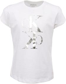 img 3 attached to 👚 Stylish and Comfortable: Calvin Klein Girls' CK Logo Tee - Perfect for Fashion-Forward Girls!