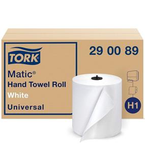 img 4 attached to 🧻 Tork Matic Hand Towel Roll, White, Universal, 100% Recycled Fiber, High Absorbency, High Capacity, 1-Ply - 6 Rolls x 700 ft (290089)