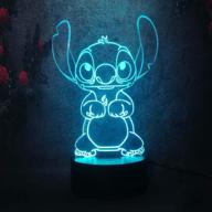 🌙 yan-tech cute cartoon lilo stitch 3d visual night light: 16 colors, remote control, touch sensor, usb base, aa battery powered - perfect baby room bedroom table light, ideal kids christmas gift deco логотип