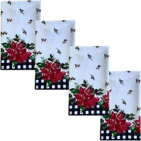img 2 attached to Poinsettia Festivity Gingham Bordered Christmas