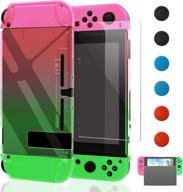 🎮 durable dockable case for nintendo switch - fyoung protective cover case with tempered glass screen protector, compatible with switch joycons - left pink logo