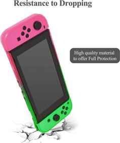 img 2 attached to 🎮 Durable Dockable Case for Nintendo Switch - FYOUNG Protective Cover Case with Tempered Glass Screen Protector, Compatible with Switch Joycons - Left Pink
