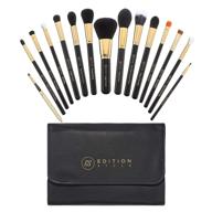 💄 premium synthetic makeup brush set - 15 pieces for professional powder, foundation, contouring, blending, eyeshadow, concealer, eyeliner, and lip application - includes make up bag with cosmetic organizer holder case logo