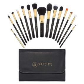 img 4 attached to 💄 Premium Synthetic Makeup Brush Set - 15 Pieces for Professional Powder, Foundation, Contouring, Blending, Eyeshadow, Concealer, Eyeliner, and Lip Application - Includes Make Up Bag with Cosmetic Organizer Holder Case