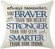 🌟 inspirational life reminder: you're braver, stronger, and smarter than you think - cotton linen decorative throw pillow case cushion cover - 18x18 (set of 2) логотип