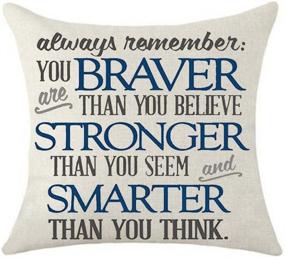 img 2 attached to 🌟 Inspirational Life Reminder: You're Braver, Stronger, and Smarter Than You Think - Cotton Linen Decorative Throw Pillow Case Cushion Cover - 18X18 (Set of 2)