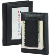 premium leather bifold with magnetic money pocket: secure and stylish wallet logo