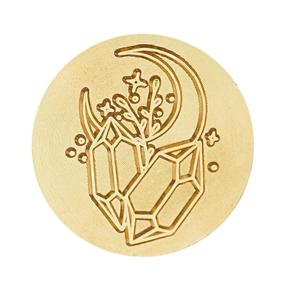 img 2 attached to SWANGSA Moon and Crystal Wax Seal Stamp, Vintage Wood Stamp with Removable Brass Head for Decorating Wedding Party Invitations Envelopes Gift Packing (Moon and Crystal B)