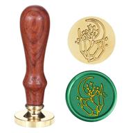 swangsa moon and crystal wax seal stamp, vintage wood stamp with removable brass head for decorating wedding party invitations envelopes gift packing (moon and crystal b) logo