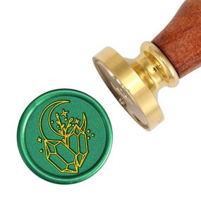 img 3 attached to SWANGSA Moon and Crystal Wax Seal Stamp, Vintage Wood Stamp with Removable Brass Head for Decorating Wedding Party Invitations Envelopes Gift Packing (Moon and Crystal B)