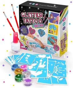 img 4 attached to ✨ Original Stationery Glitter Tattoo Studio: Magical Fake Tattoo Kit for Girls - Perfect Birthday Gift! Create Sparkly & Colorful Temporary Tattoos - Fun Arts and Crafts