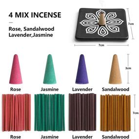 img 3 attached to 🌸 SCENTORINI Scented Incense Set: Fragrant Incense Sticks with Cones, Holder Included - Sandalwood, Jasmine, Lavender, Rose Aromatherapy