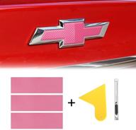 🚗 qianbao carbon fiber vinyl wrap: chevy bowtie emblem kit with spatula and cutter - universal logo overlay logo