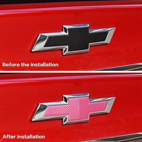 img 1 attached to 🚗 QianBao Carbon Fiber Vinyl Wrap: Chevy Bowtie Emblem Kit with Spatula and Cutter - Universal Logo Overlay