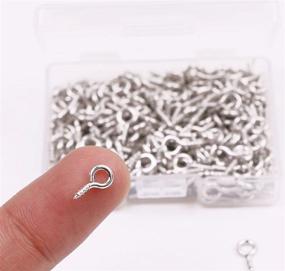 img 2 attached to 🔩 300PCS Small Metal Hoop Peg Screw Eye Pin Hook for DIY Crafts, Cork Top Bottles, Jewelry Making Findings, Charm Bead, 10 x 4.5mm