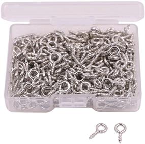 img 3 attached to 🔩 300PCS Small Metal Hoop Peg Screw Eye Pin Hook for DIY Crafts, Cork Top Bottles, Jewelry Making Findings, Charm Bead, 10 x 4.5mm