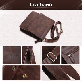 img 1 attached to Leathario men's leather crossbody bag with shoulder strap - small messenger retro PAD bag satchel sling recommended for travel and work