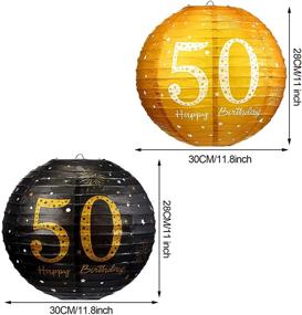 img 2 attached to 🎉 Blulu 6-Piece 50th Birthday Party Supplies: Happy 50th Birthday Hanging Paper Lanterns in Black and Gold Glittery Design for Men and Women, Perfect 50th Anniversary Decoration