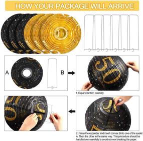 img 3 attached to 🎉 Blulu 6-Piece 50th Birthday Party Supplies: Happy 50th Birthday Hanging Paper Lanterns in Black and Gold Glittery Design for Men and Women, Perfect 50th Anniversary Decoration