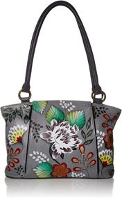 img 4 attached to 👜 Stunning Hand Painted Anna Anuschka Organizer Tote: A Perfect Women's Handbag & Wallet Combo!