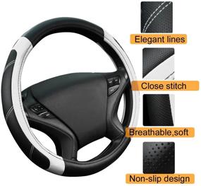img 2 attached to CAR PASS Line Rider Leather Universal Steering Wheel Cover Fits For Truck Interior Accessories