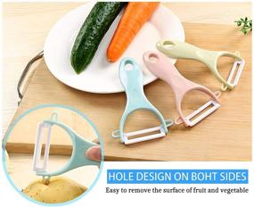 img 2 attached to 🔪 LEYME Ceramic Peeler Set of 3 - Rust Proof, Ideal for Cutting Fruits and Potatoes - Carry and Store Efficiently - Suitable for Home, Office, Travel (Green/Pink/Blue)