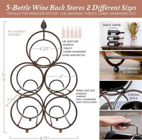 img 2 attached to 🍷 Grapecavern Countertop Wine Rack - 5 Bottle Wine Holder Stand with 2 Slot Sizes - Bundle Includes Tabletop Wine Rack - Microfiber Glassware Polishing Cloth and Wine Guide Chart - Hassle-Free Assembly