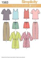 🧵 набор выкроек для пошива пижам для подростков, мужчин и женщин - simplicity us1563a, код 1563, размеры xs-xl логотип